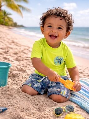 OSHKOSH B'GOSH Boys' 2-Piece Rashguard and Swim Trunks Set 18M